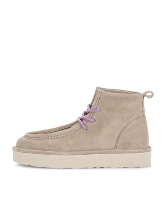 Schnürstiefelette beige