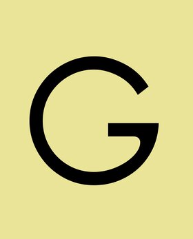 Großes schwarzes „G“ auf gelbem Hintergrund. | © Gabor Shoes GmbH, Rosenheim